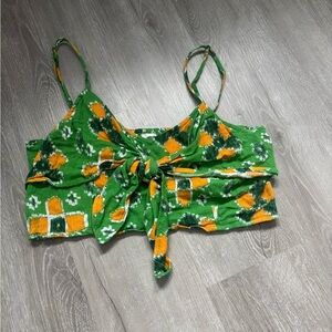 Aerie Green and Orange Patterned Crop Top
